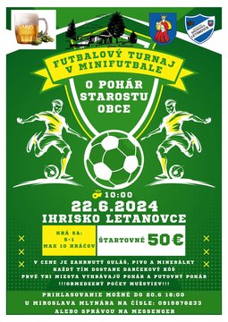Turnaj v minifutbale o pohár starostu obce - Plagát